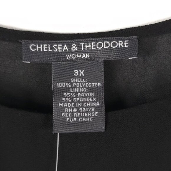 NWT‎ CHELSEA & THEODORE Black Shift Lined Dress Attached Shall 2743086W Size 3X - Picture 5 of 10